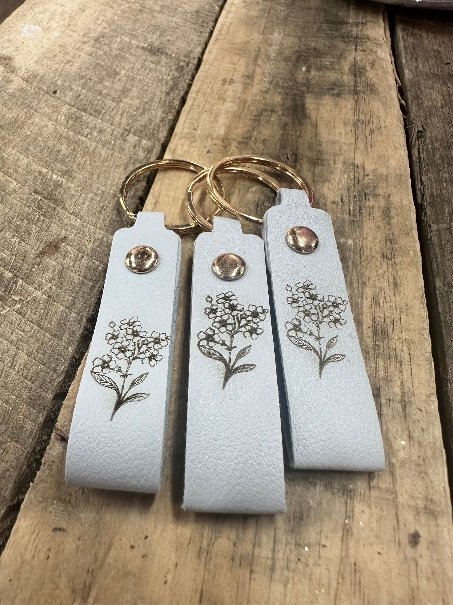 Forget Me Not Engraved Keychain
