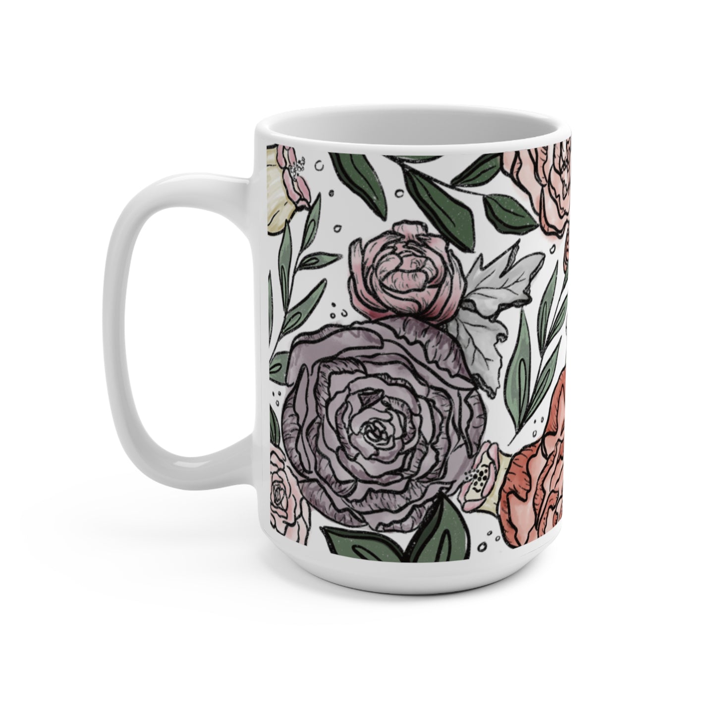 Watercolor flower mug