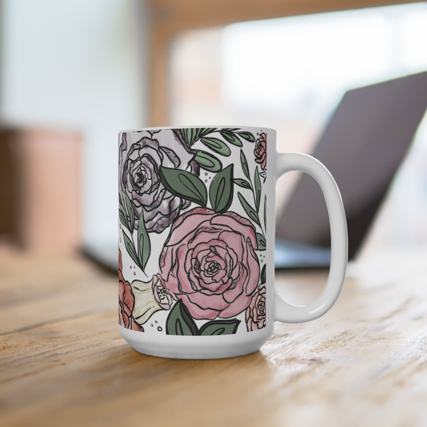 Watercolor flower mug