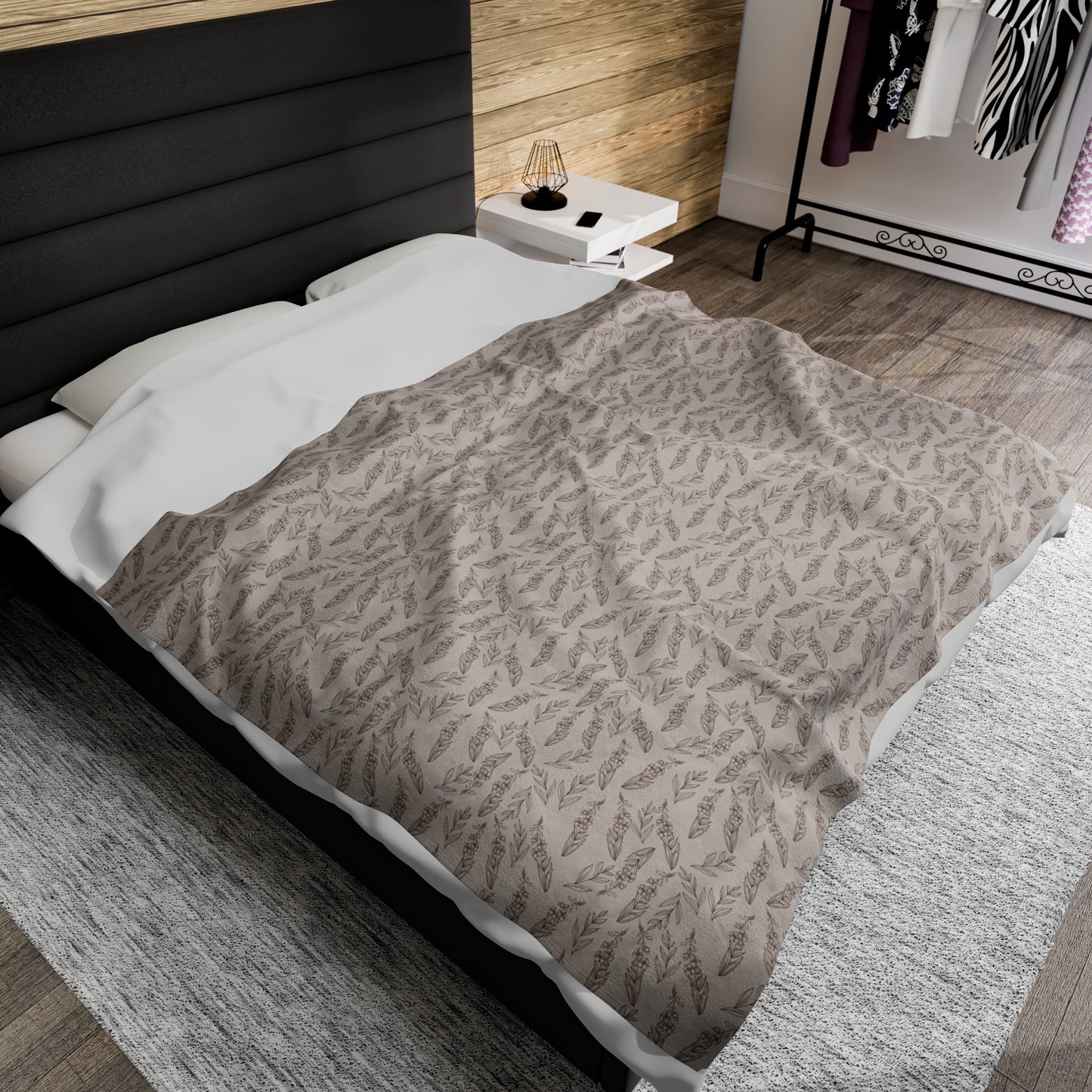 Fireweed Pattern, Velveteen Plush Blanket
