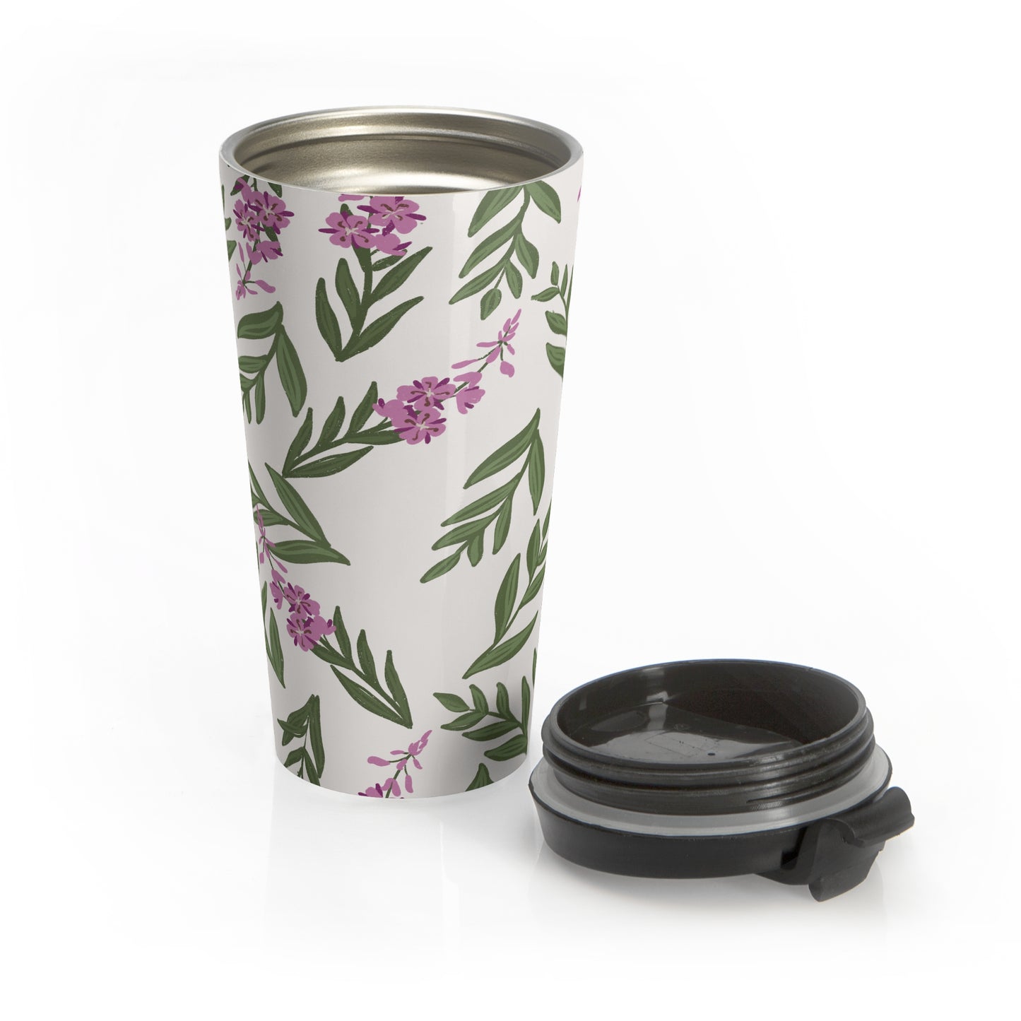 Alaskan Watercolor Fireweed, Stainless Steel Travel Mug