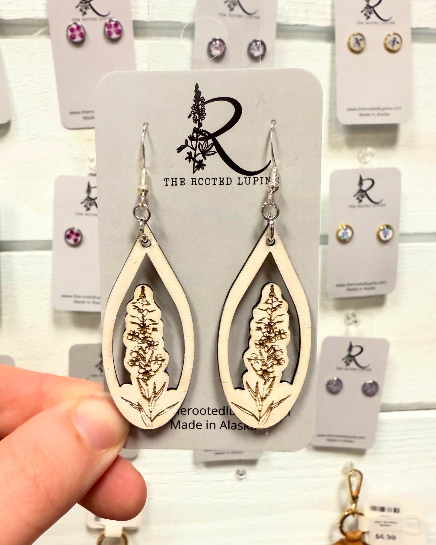 Engraved Fireweed Earrings