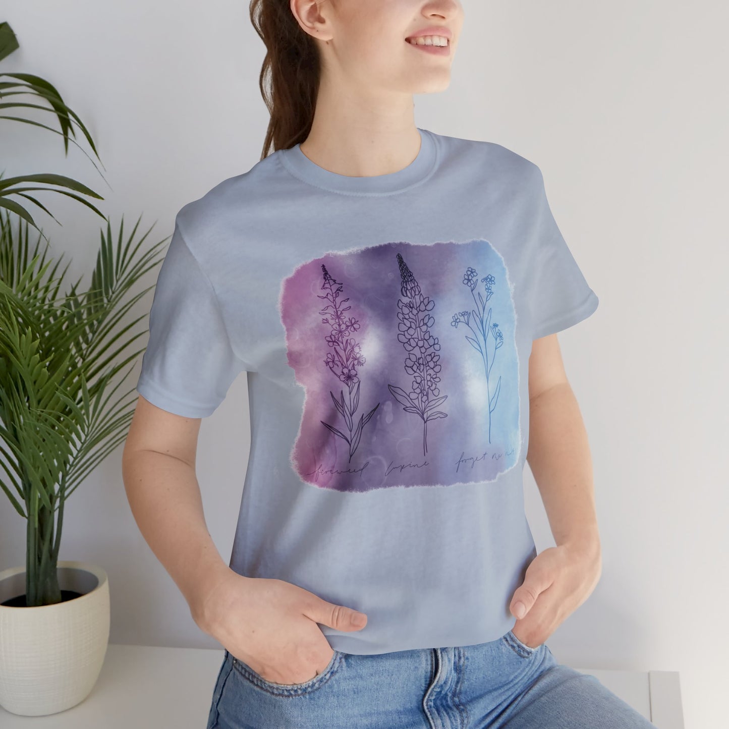 Watercolor Alaskan flowers Short Sleeve Tee