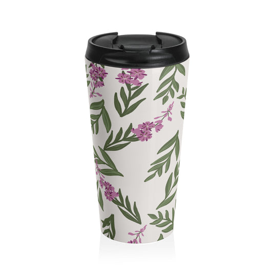 Alaskan Watercolor Fireweed, Stainless Steel Travel Mug