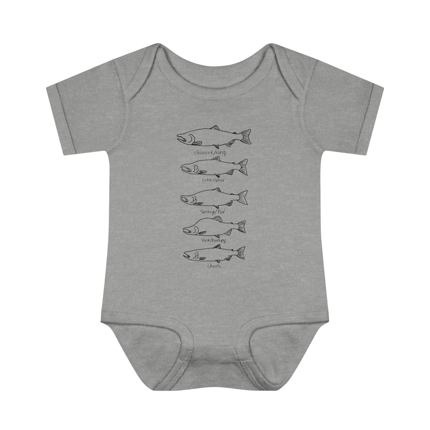 Infant salmon species onesie