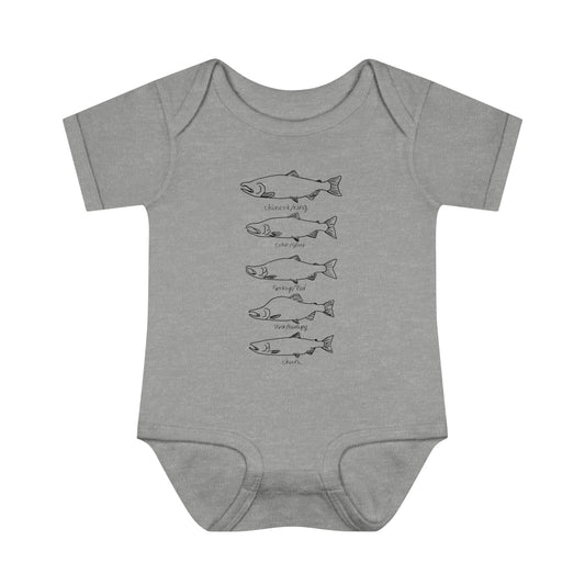 Infant salmon species onesie