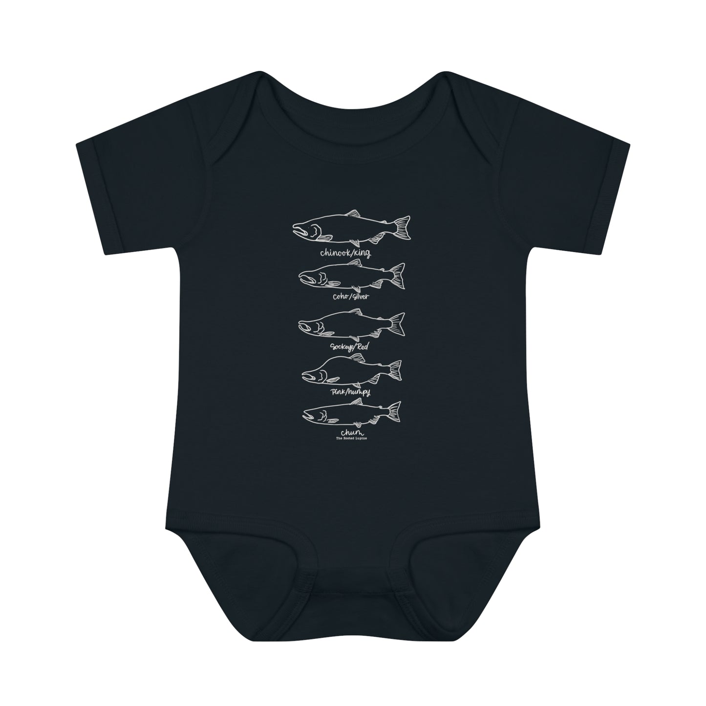 Infant salmon species onesie