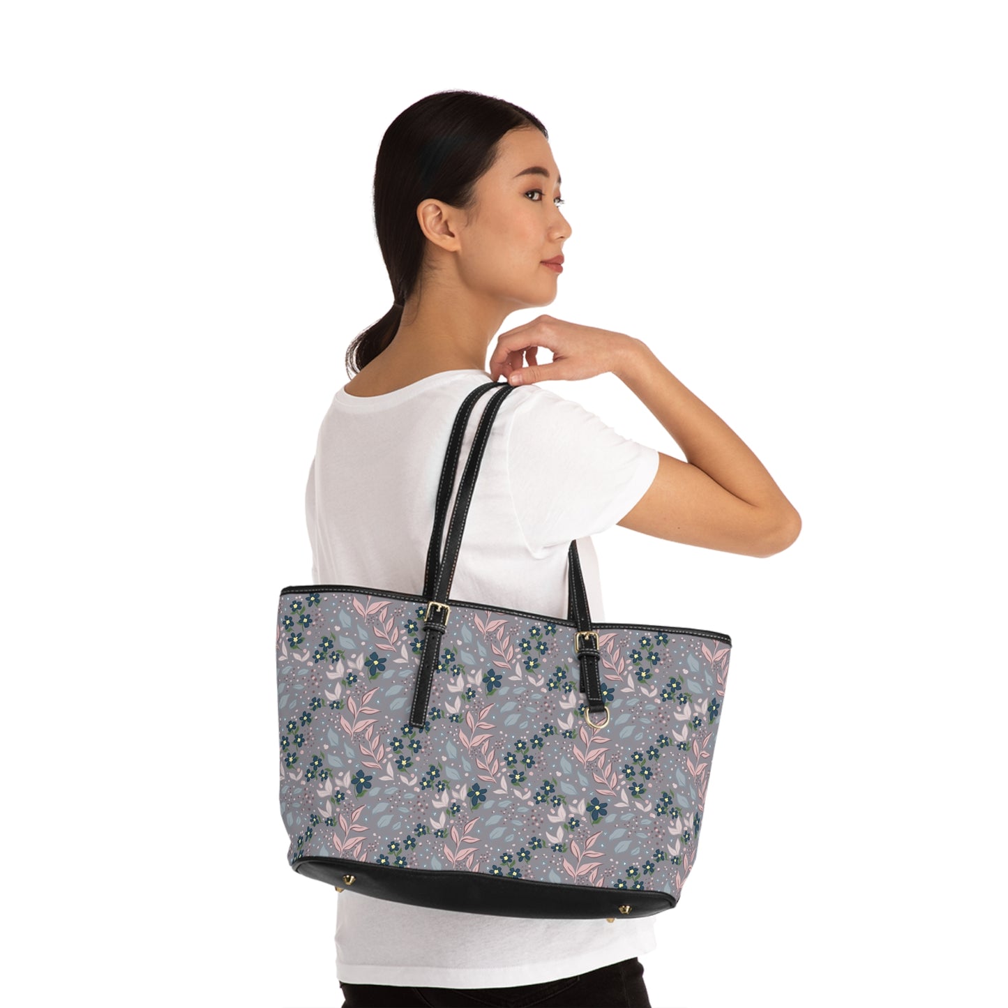 Plum Floral, Leather Purse