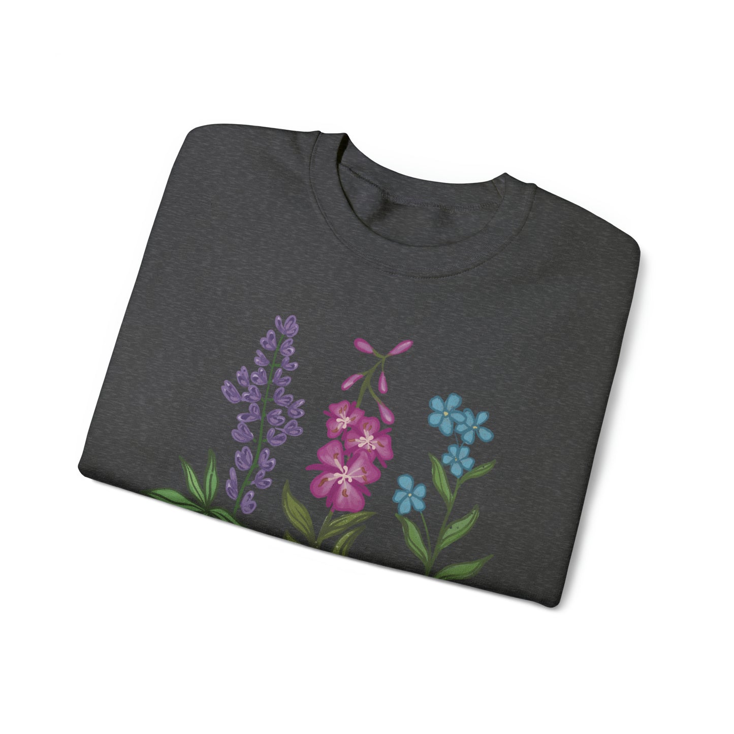 Dark Heather Wildflower Crewneck Sweatshirt