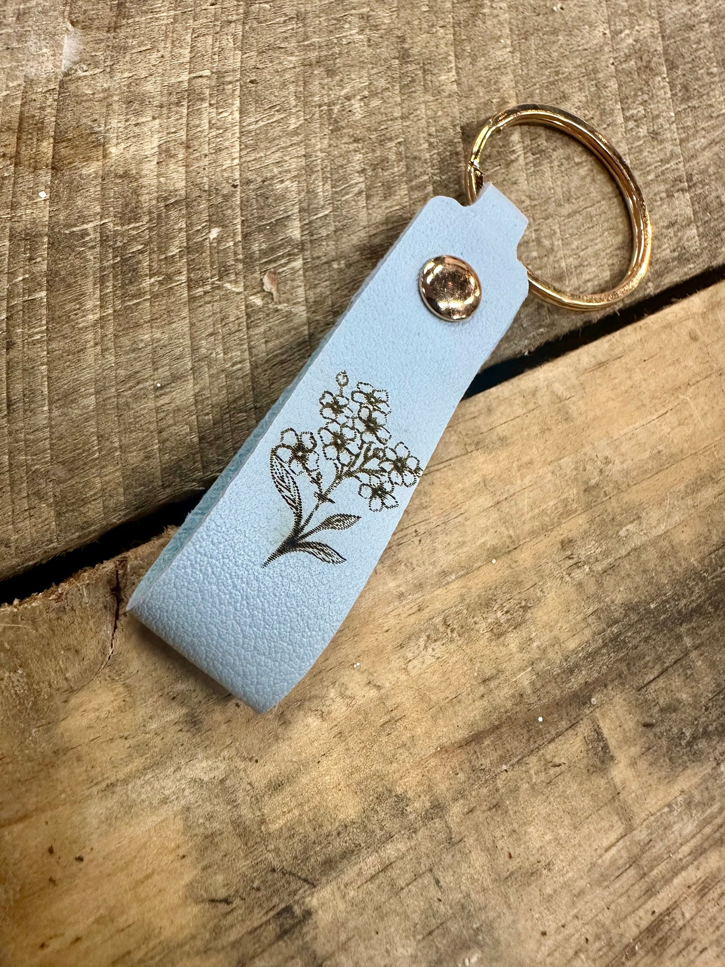 Forget Me Not Engraved Keychain