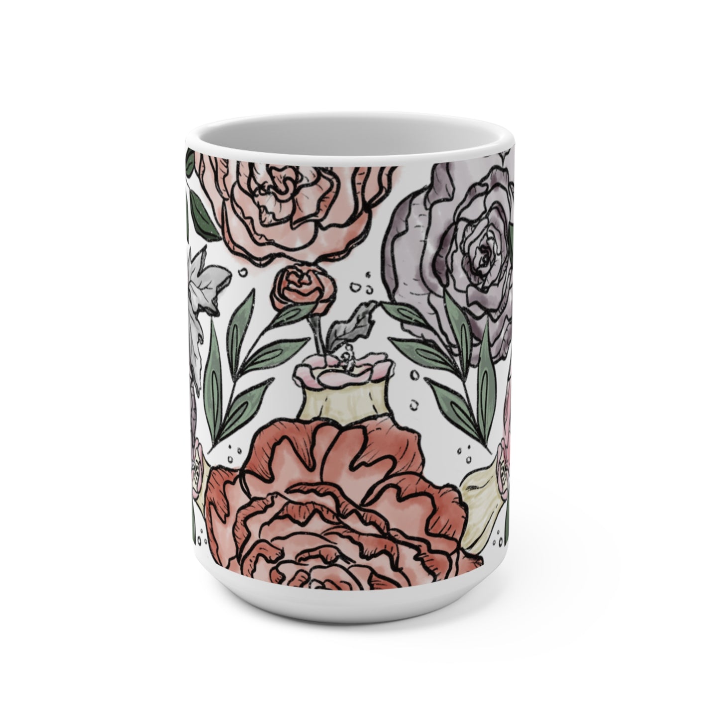 Watercolor flower mug