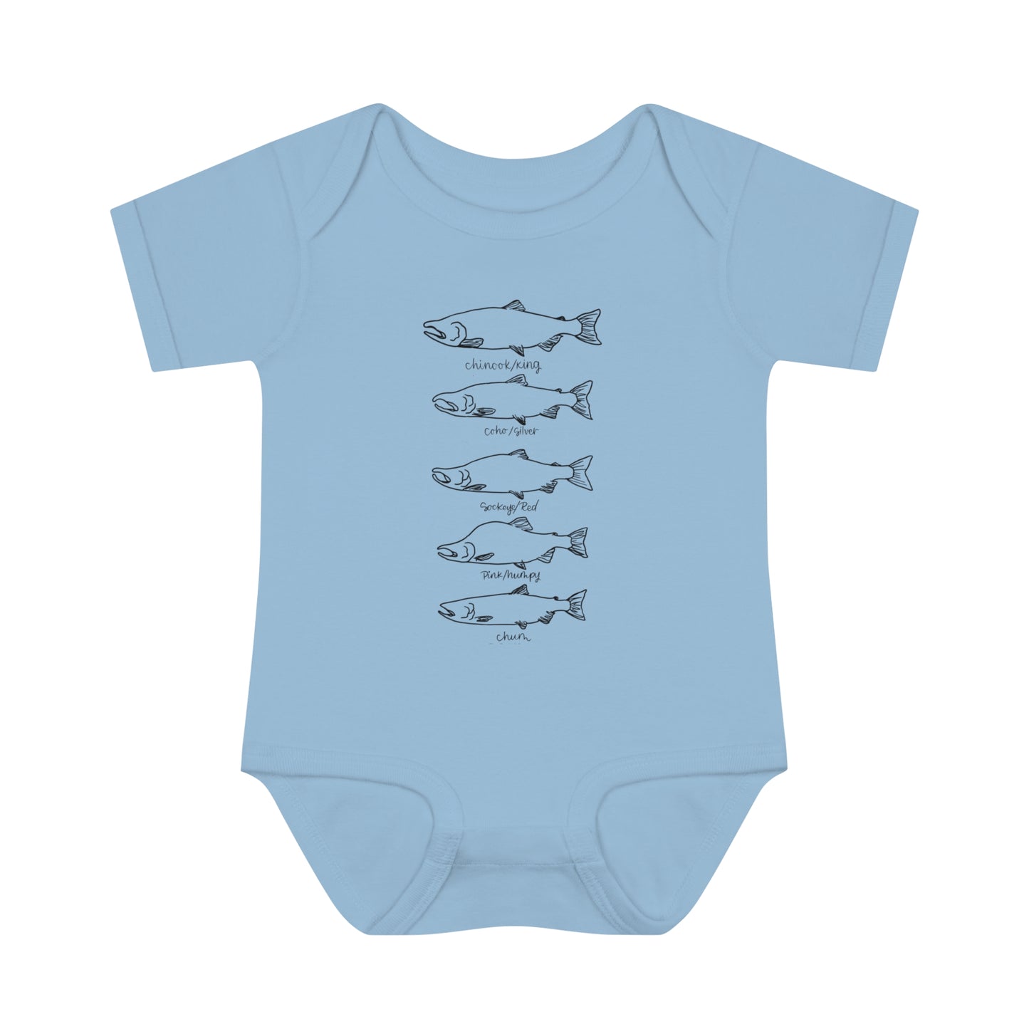 Infant salmon species onesie