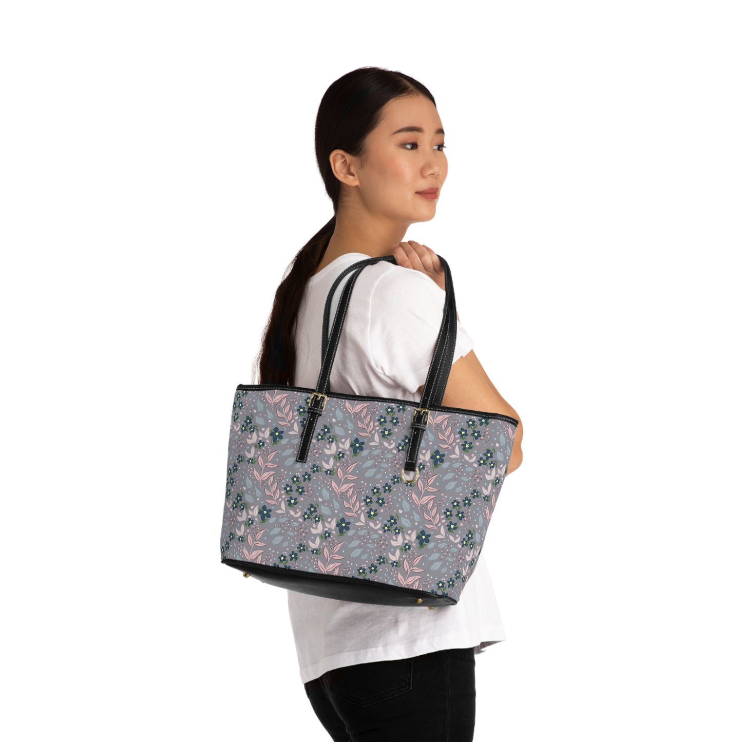 Plum Floral, Leather Purse