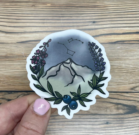 Mountain & Wildflower Sticker