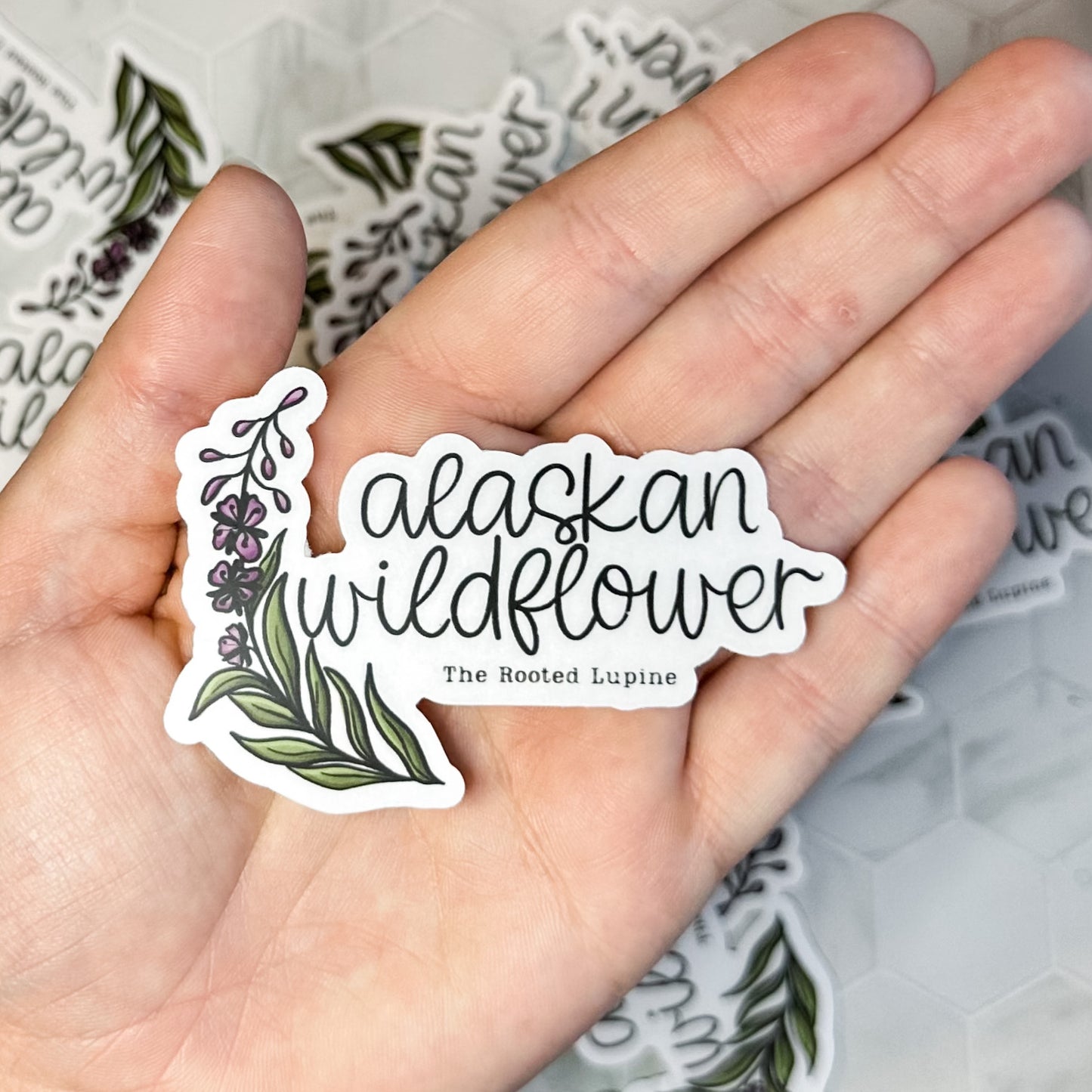 Alaskan Wildflower Sticker, Clear