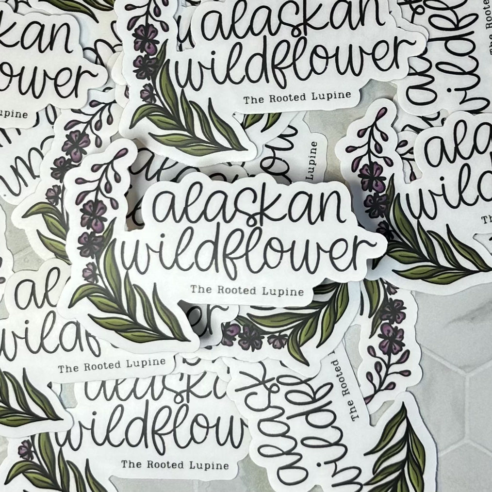 Alaskan Wildflower Sticker, Clear